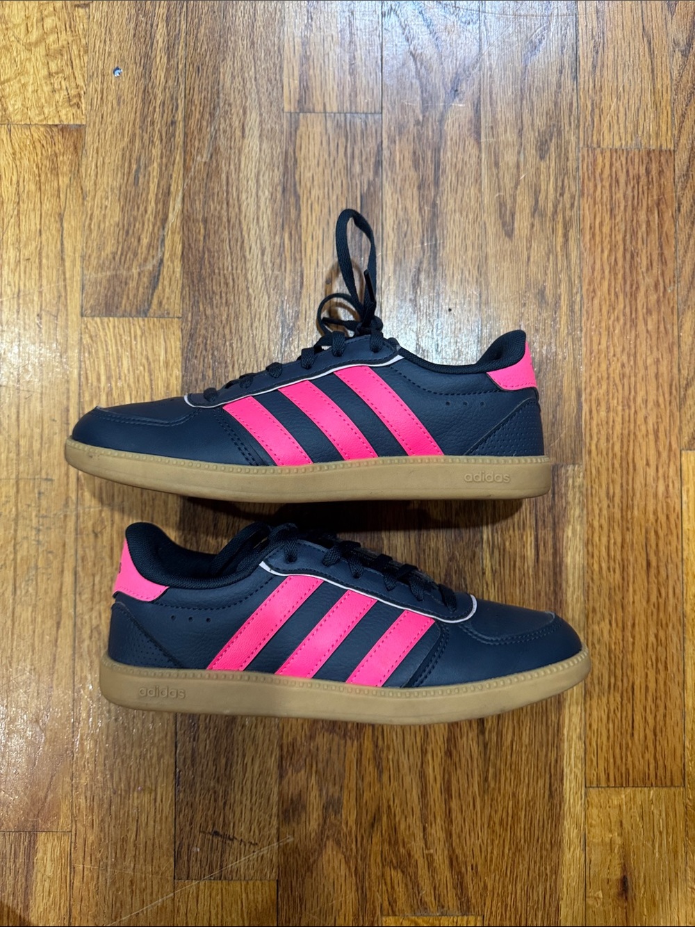 adidas Kids Navy Sneakers with Bright Pink Stripes